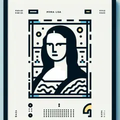 Stylisierte Mona Lisa im QR-Code-Design. Warum ist die Mona Lisa so wertvoll? Dieses Kunstwerk ist ein Rätsel.