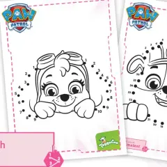 Paw Patrol Malen nach Zahlen Vorlagen für Kinder mit Skye und anderen Charakteren.