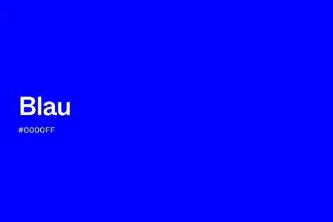 Eine Liste mit Blautöne Namen: Blau, #0000FF.
