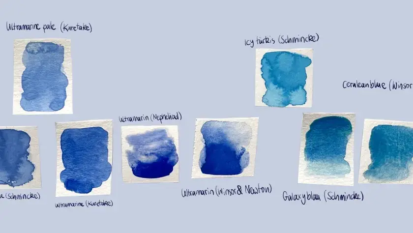 Verschiedene Blautöne, von hell bis dunkel, zeigen, welche Farben ergeben blau.