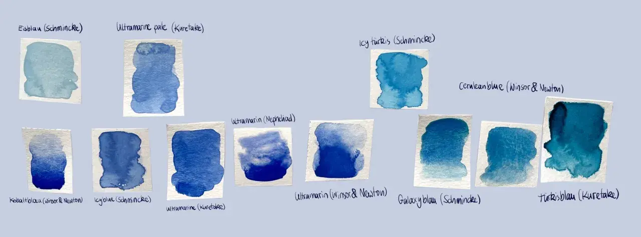 Verschiedene Blautöne, von hell bis dunkel, zeigen, welche Farben ergeben blau.