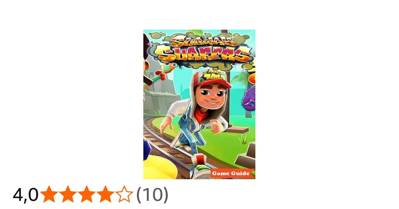 Subway Surfers: Junge auf Bahngleisen mit Graffiti-Logo und "Game Guide"-Button.