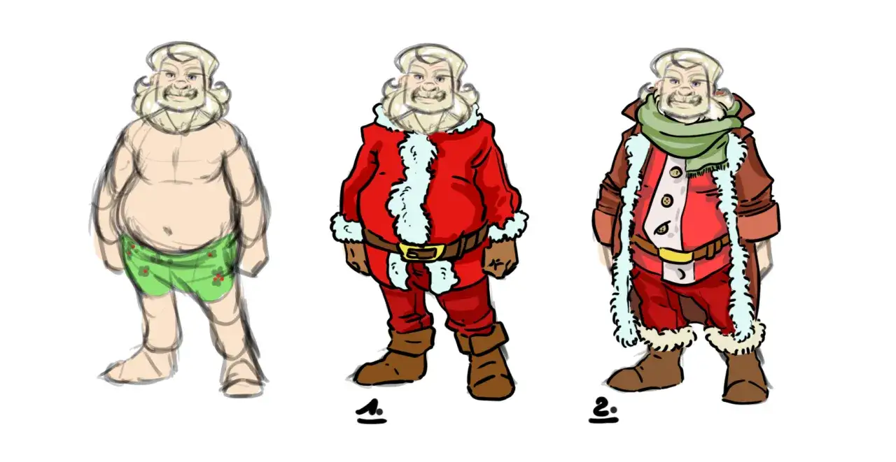 verschiedene Weihnachtsmann Zeichenstile