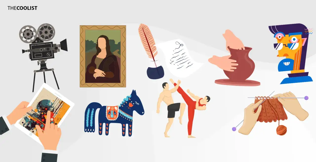 Künstlerische Vielfalt: Film, Malerei, Schrift, Töpferei, Kampfsport, Strickerei – jede Kunstform hat ihre eigene genre bedeutung.