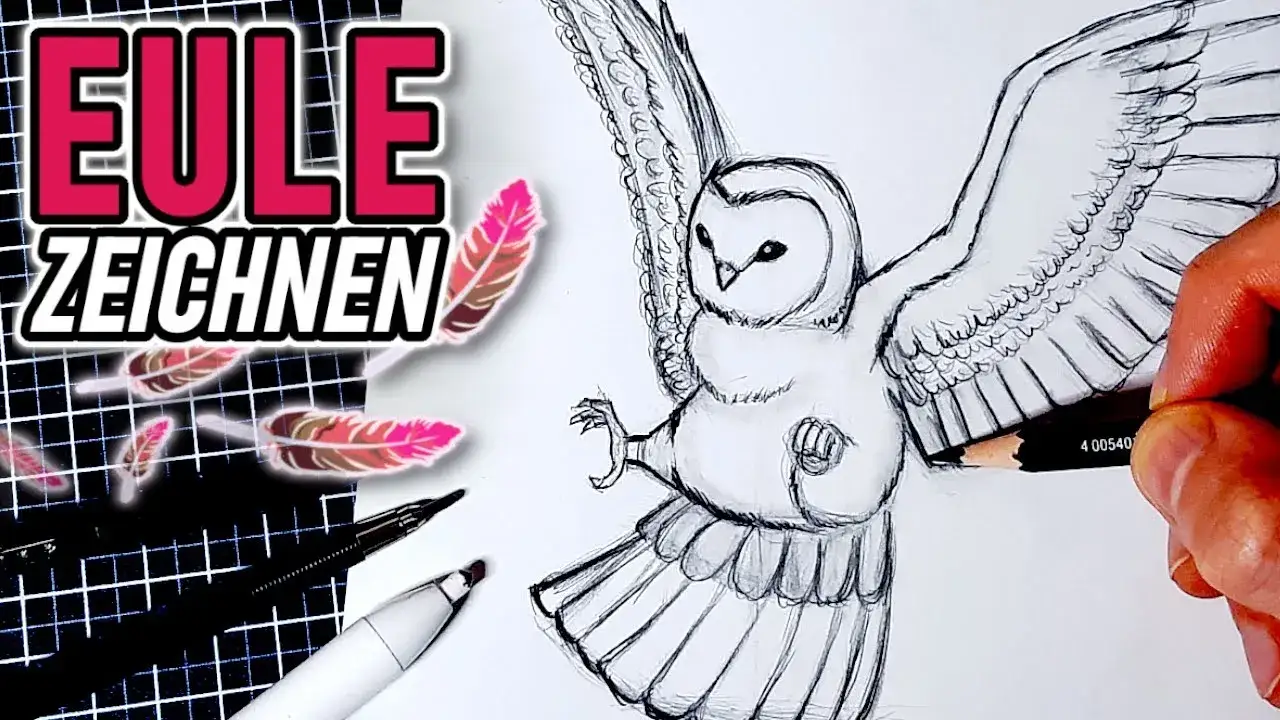 Eule zeichnen Bleistift Grundformen Schritt für Schritt